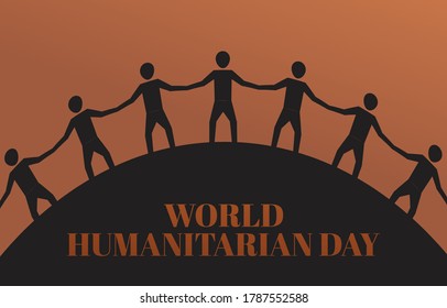 Flat Design Illustration Of World Humanitarian Day Template, Design Suitable For Posters, Backgrounds, Greeting Cards, World Humanitarian Day Themed