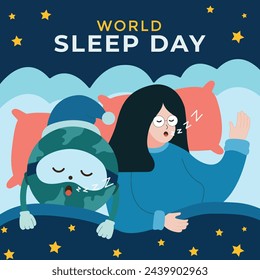ilustración de diseño plano día mundial del sueño