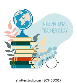 Flat Design Illustration Of World Teachers Day Template, Design Suitable For Posters, Backgrounds, Greeting Cards, World Teachers Day Themed