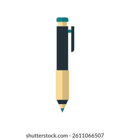 Flat design illustration of a writing pen, A simple, colorful flat design of a pen.