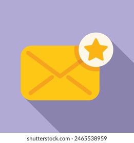 Flat design illustration of a yellow starred email notification icon for important messages in the inbox, symbolizing modern digital communication and user interface concept