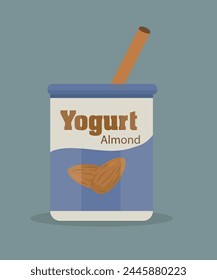  Flat Design Illustration with Yogurt at Almond