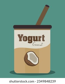 Flat Design Illustration with Yogurt Coconut