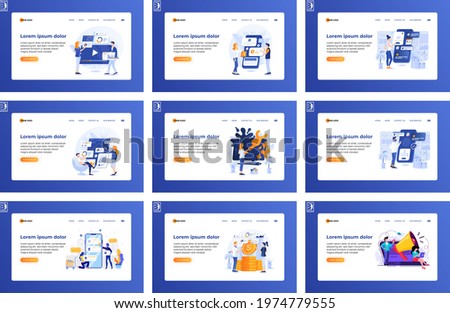 Flat design illustrations for web page. bussiness, social marketing, financial and banking, graphic design and media