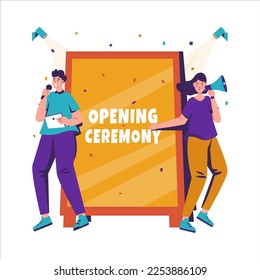 Diseño plano de la invitación a la ceremonia de inauguración