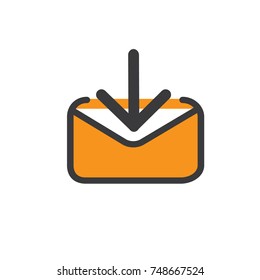 Flat design incoming message icon. Vector illustration.