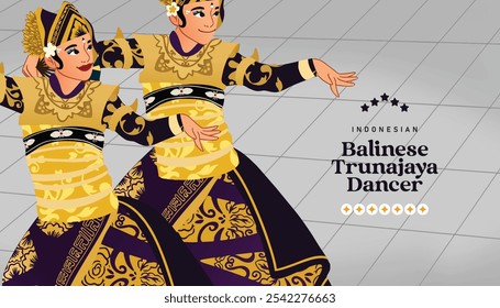 Ilustración de bailarín balinés indonesio de diseño plano