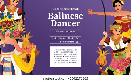 Flaches Design Indonesisch Balinese Dancer Illustration