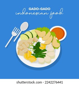 flat design Indonesian food gado-gado illustration