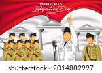 Flat design Indonesian Independence day with heroics caracters