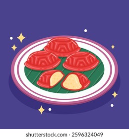 Flat design Indonesian snack kue ku illustration