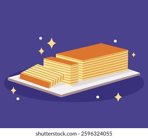 Flat design Indonesian snack lapis legit illustration