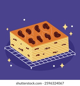 Flat design Indonesian snack lapis legit with prunes illustration