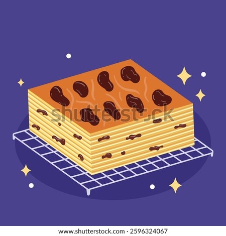 Flat design Indonesian snack lapis legit with prunes illustration
