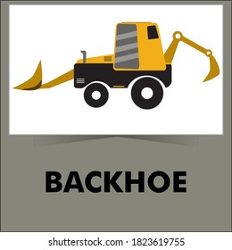 flat design industrial backhoe heavy equipment technology Tractor, excavator, bulldozer Vector