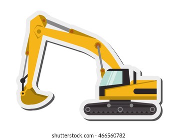 flat design industrial backhoe icon vector illustration