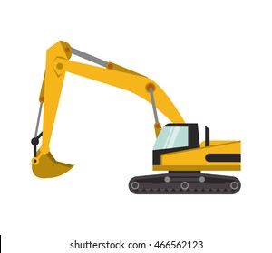 flat design industrial backhoe icon vector illustration