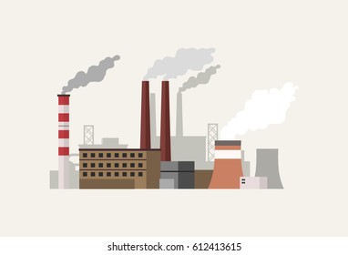 Flat design industrial landscape with factory vector illustration