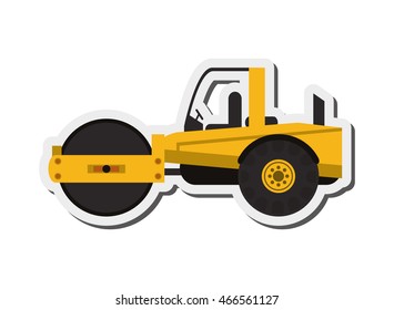 flat design industrial steamroller icon vector illustration
