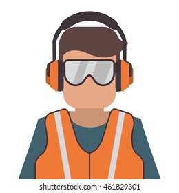 flat design industrial worker icon vector illustration