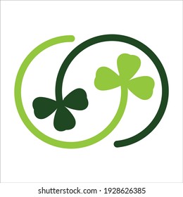 Flat design infinity clover leaves icon isolated on white background. Traditional irish symbol for St. Patricks day. Vector illustration EPS.8 EPS.10