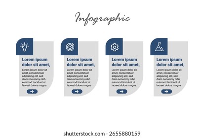 Flat Design Infographic for Business – 4-Step Layout for Presentations, Strategy Maps, and Planning Charts.