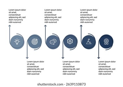 Flat Design Infographic with Business Process Steps and Icons for Marketing Materials, Flyers, Presentation Templates, and Corporate Use