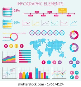 Flat Design Infographic Elements - Charts, Graphs, Symbols - vector eps10 