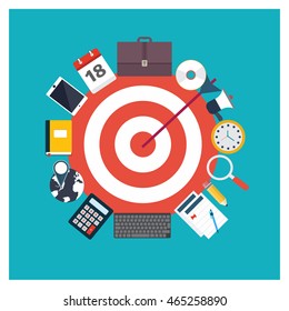 Flat design infographic elements for Target of Market. vector illustration