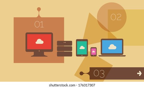 Flat design infographic template in beige gamut, EPS 10