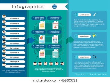 Flat design infographics presenting statistics and information, business brochure, flyer layout, presentation, advertising, marketing - vector illustration
