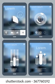 Flat design infographics template, on trendy blurred background