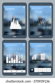 Flat design infographics template, on trendy blurred background