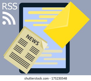 Flat design Information News rss and message Internet communication online technology illustration in vector 