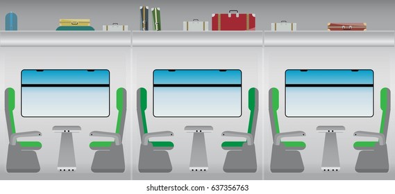 Flat Design of Inside Passenger train vector illustration