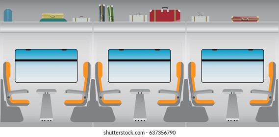 Flat Design of Inside Passenger train vector illustration