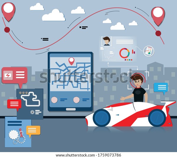 Flat
design of Intelligent vehicles,Safety drive with intelligent
Innovation 
system concept - Vector
Illustration