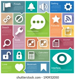Flat design interface icon set 5  .Illustration eps10