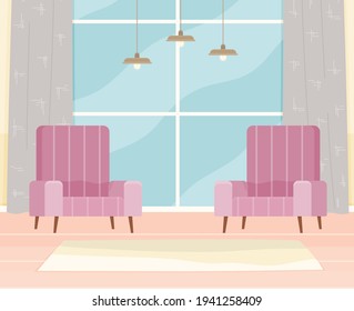 Flat design interior. Planning and arrangement of furniture in apartment. Living room. Home lifestyle. Style house