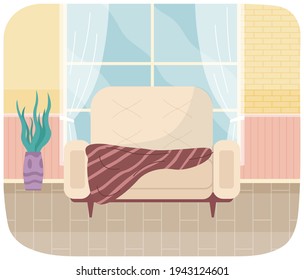 Flat design interior. Planning and arrangement of furniture in apartment. Living room. Home lifestyle. Style house