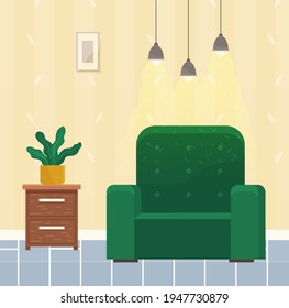 Flat design interior. Planning and arrangement of furniture in apartment. Living room. Home lifestyle. Style house