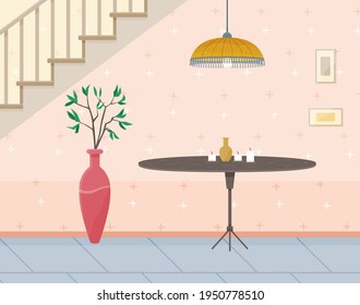 Flat design interior. Planning and arrangement of furniture in apartment. Living room. Home lifestyle. Style house