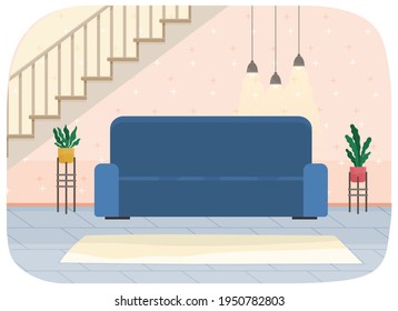 Flat design interior. Planning and arrangement of furniture in apartment. Living room. Home lifestyle. Style house
