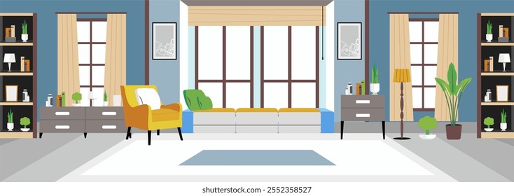 design plano de interiores tipos de quarto banner ilustração