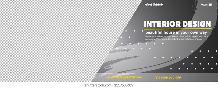 Flaches Design der Innenwebseite Abdeckung mit Social Media-Banner, transparenter Raum.