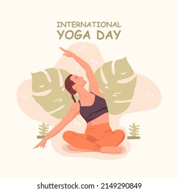 Flat design international day of yoga concept