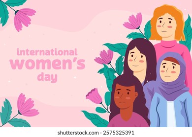 flat design international women's day background illustration