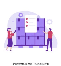 Flat design of inventory control concept. Illustration for websites, landing pages, mobile applications, posters and banners