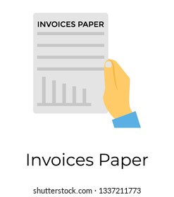 Flat design of invoice paper icon.