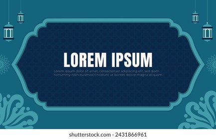 Flat design islamic background with empty frame